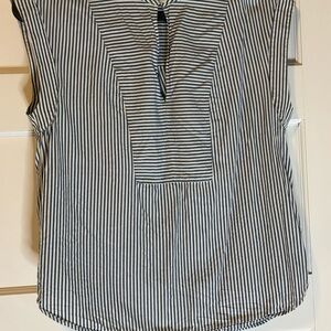 J. Crew Black and White Boxy Bib Collar Blouse